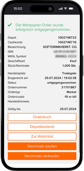 Order eingestellt Order eingestellt